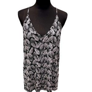 Old Navy Black & White Printed V-Neck Tank Top